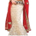 Triveni Fantastic Off White Colored Embroidered Net Lehenga Choli